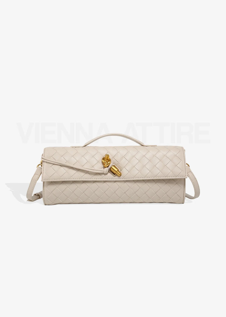 Woven Clutch with Knot Detail and Shoulder Strap