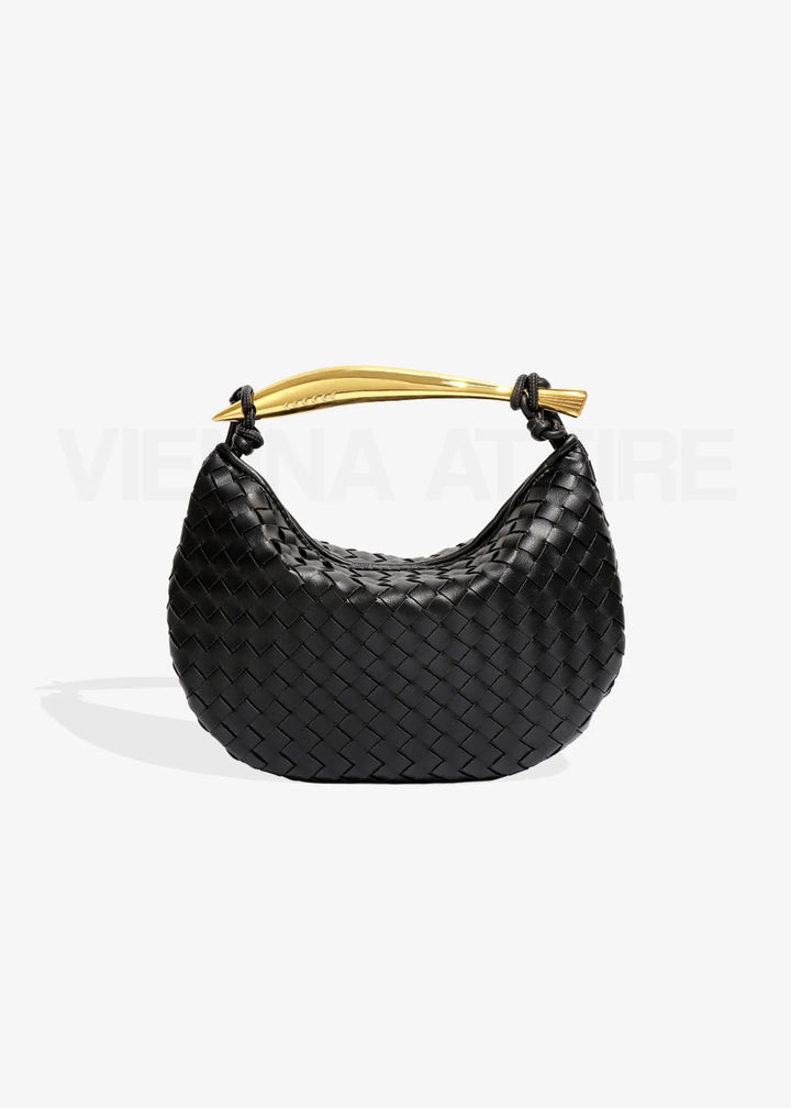 Alexandra – Woven Design Bag with Gold Handle