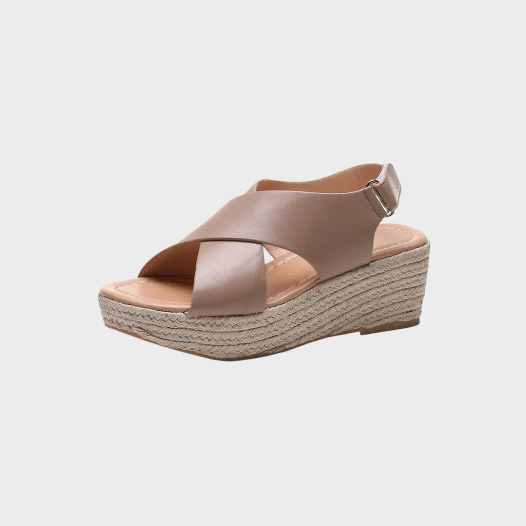 Katinka | Stylish Low-Heeled Sandals with Cross Straps