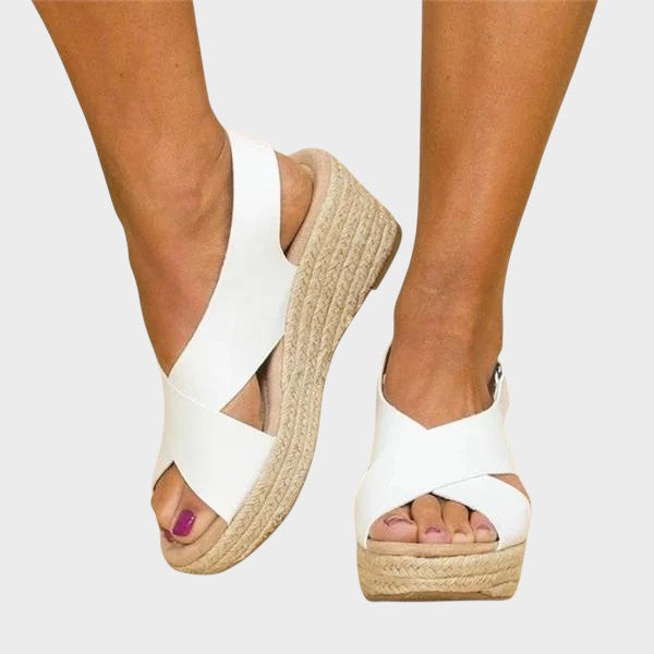Katinka | Stylish Low-Heeled Sandals with Cross Straps