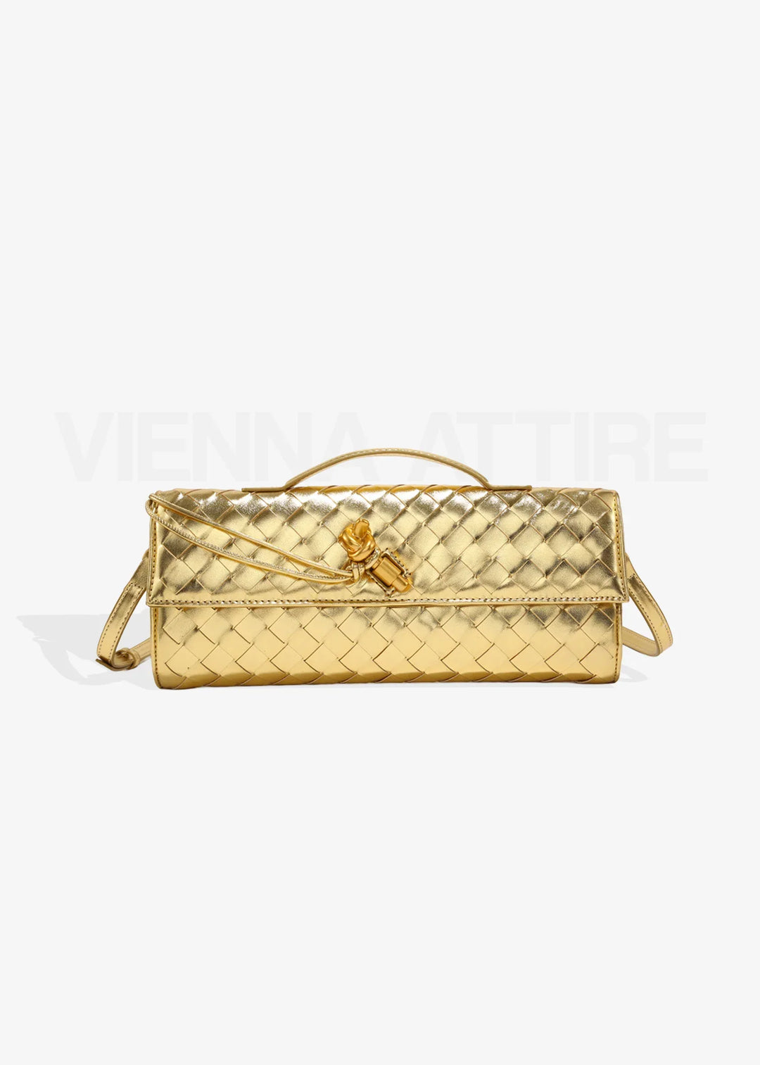 Woven Clutch with Knot Detail and Shoulder Strap