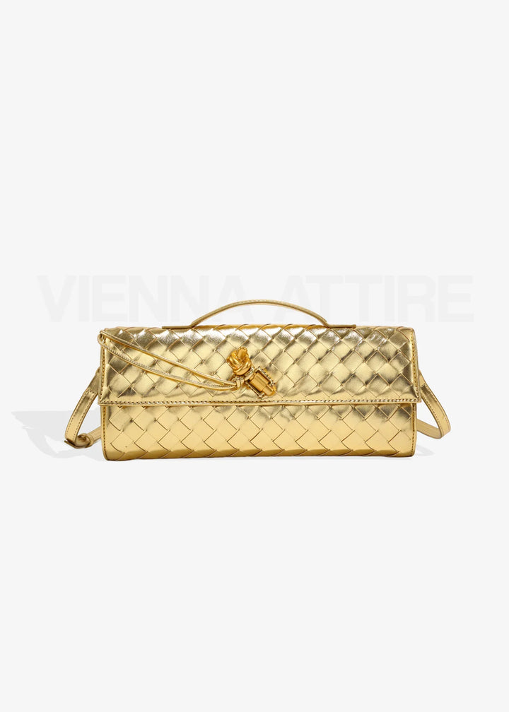 Woven Clutch with Knot Detail and Shoulder Strap