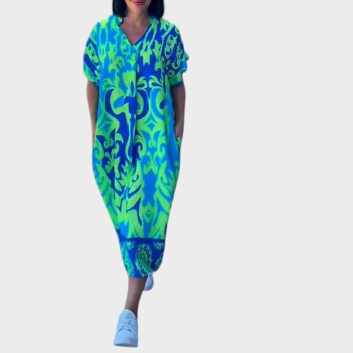 LAURA | Loose Maxi Dress with Artistic Print