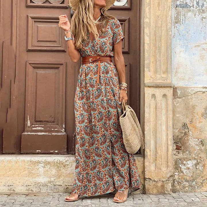 Liora Maxi Ibiza Dress in Boho Style + Complimentary Belt
