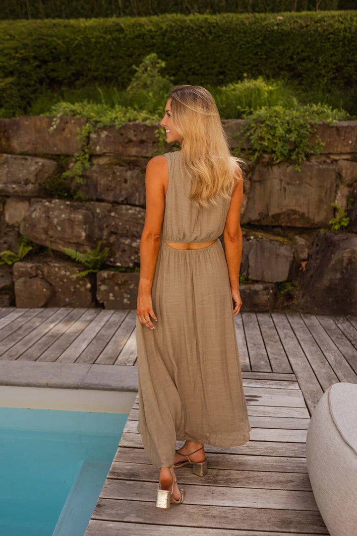 Sarah™ | Elegantes Khaki-Sommerkleid