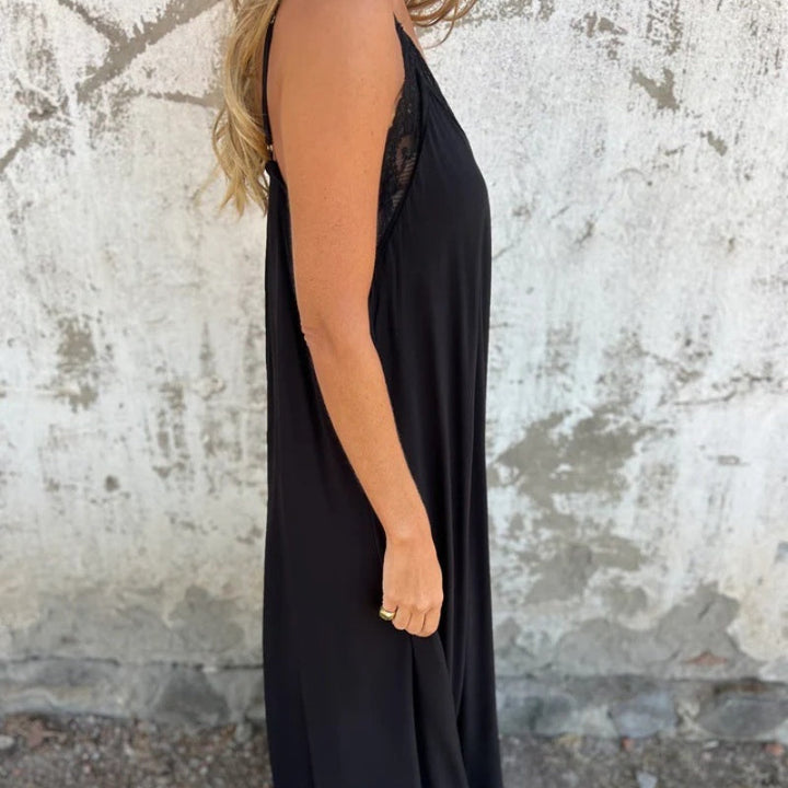 🌟New Arrival: Elegant V-Neck Maxi Dress with Spaghetti Straps and Lace - Hot Sale for Women! 🔥