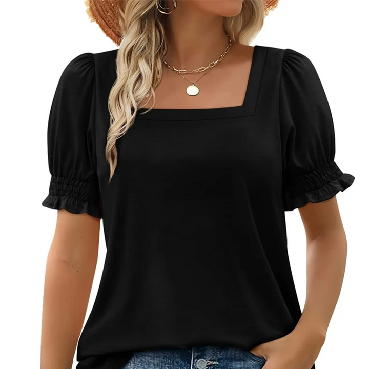 🔥 Factory Direct Sale 🔥 Casual Women's T-Shirt Featuring Square Neckline and Ruffled Sleeves